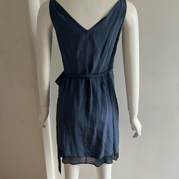 NWOT rag & bone Wrap Dress 100% Silk Knee Length Blue Sleeveless Slip Dress Sz 0 - Picture 6 of 8
